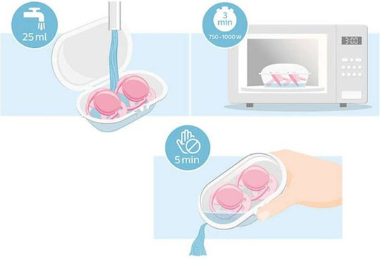 Philips Ultra Soft Ортодонтски Биберони Силикон с Калъф Светлокафяво - Розово - Оранжево за 6-18 месеци 2бр