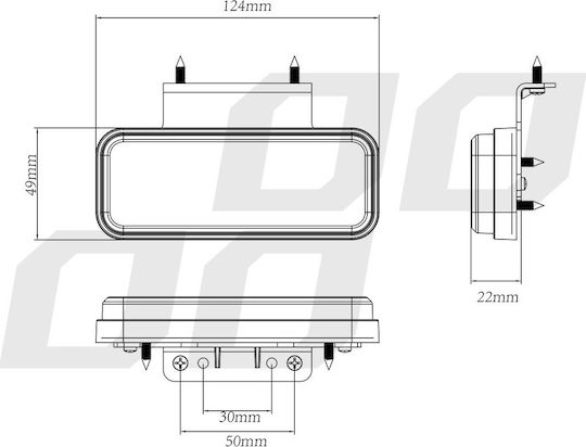 AMiO Truck Volume Lights 1pcs Truck Volume Light 124x49x22mm 10 - 30V - Orange 02376