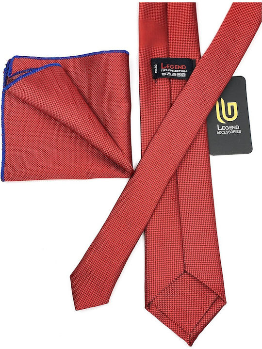 Legend Accessories Set de Cravată pentru Bărbați Sintetic Monocromie în Culorea Roșu