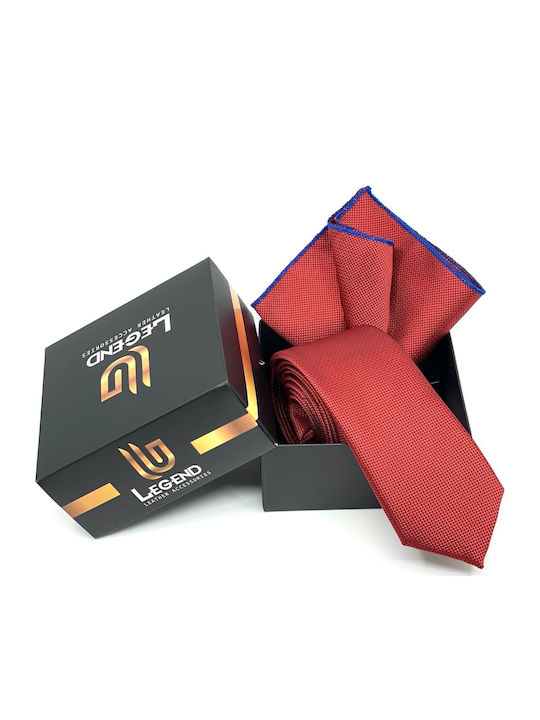Legend Accessories Set de Cravată pentru Bărbați Sintetic Monocromie în Culorea Roșu