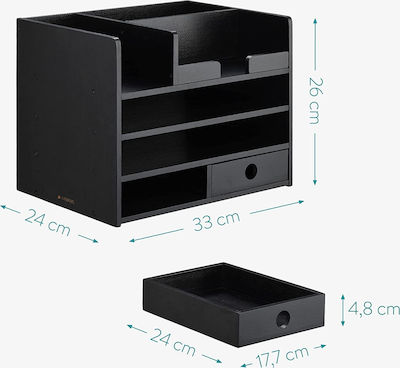 Wooden Desk Organizer Bamboo Desk Organιser in Black Color 24x26x33cm.