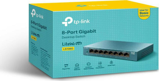 TP-LINK LS108G v1 Unverwaltet L2 Switch mit 8 Ports Gigabit (1Gbps) Ethernet