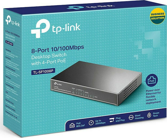 TP-LINK TL-SF1008P v4 Unmanaged L2 PoE Switch με 8 Θύρες Ethernet