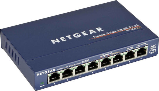 NetGear GS108GE v1 Negestionat L2 Switch cu 8 Porturi Gigabit (1Gbps) Ethernet