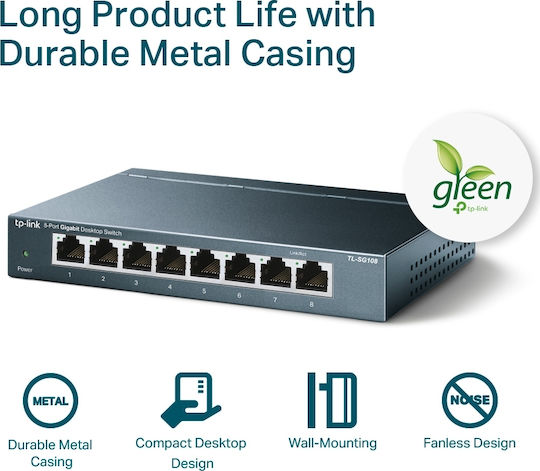 TP-LINK TL-SG108 Unmanaged L2 Switch with 8 Ethernet Ports