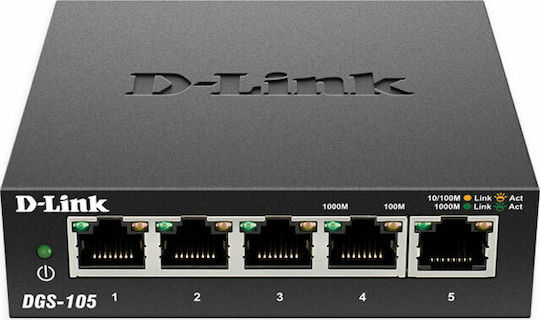 D-Link DGS-105 Negestionat L2 Switch cu 5 Porturi Gigabit (1Gbps) Ethernet