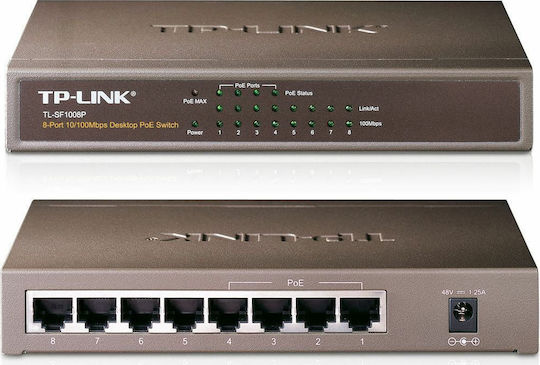 TP-LINK TL-SF1008P v5 Negestionat L2 PoE Switch cu 8 Porturi Ethernet