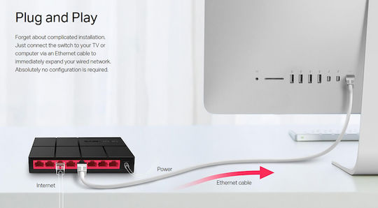 Mercusys MS108G Unmanaged L2 Switch with 8 Gigabit (1Gbps) Ethernet Ports