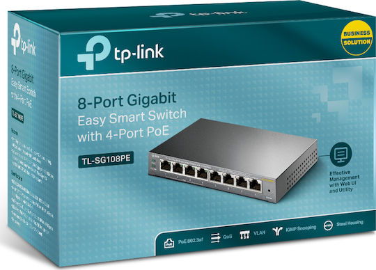 TP-LINK TL-SG108PE Unmanaged L2 PoE Switch with 8 Ethernet Ports