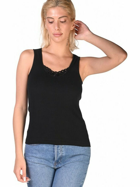 Women's Sleeveless Cotton T-Shirt Black 2Pack