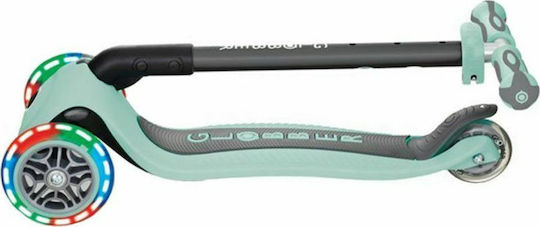 Globber Kids Scooter Foldable Go Up Deluxe Lights 3-Wheel with Seat for 3+ Years Mint