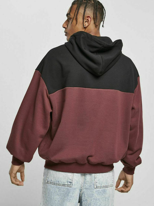 Urban Classics TB4395 Men's Sweatshirt with Hood and Pockets Burgundy