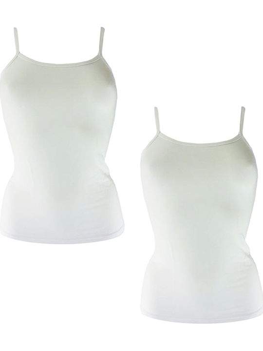 Women's T-Shirt with Spaghetti Strap White 2Pack