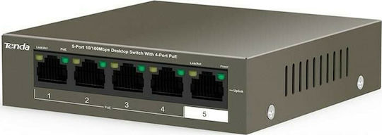 Tenda TEF1105PTEF1105P-4-38W Unmanaged L2 PoE+ Switch με 5 Θύρες Ethernet