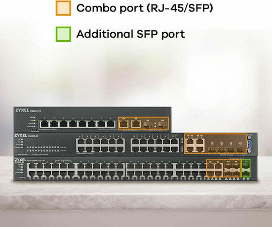 Zyxel GS2220-50 Управление на L2 Switch с 44 Портове Гигабитови (1Gbps) Ethernet и 6 SFP Портове