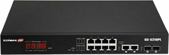 Edimax GS-5210PL Unmanaged L2 PoE+ Switch with 10 Gigabit (1Gbps) Ethernet Ports and 2 SFP Ports
