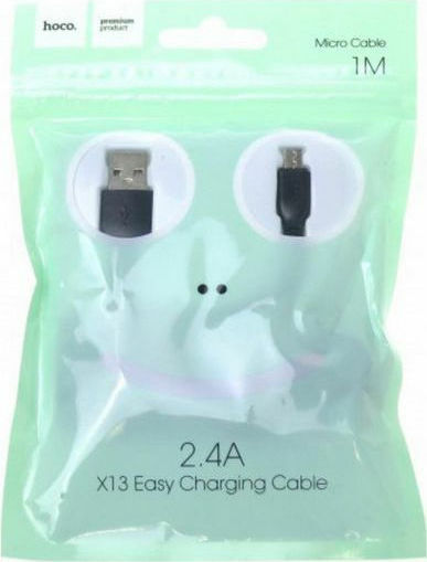 Hoco Regular USB 2.0 to micro USB Cable Μαύρο 1m (X13 Easy charged)