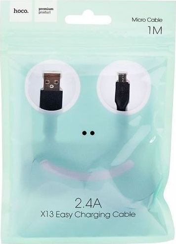 Hoco Regular USB 2.0 to micro USB Cable Μαύρο 1m (X13 Easy charged)