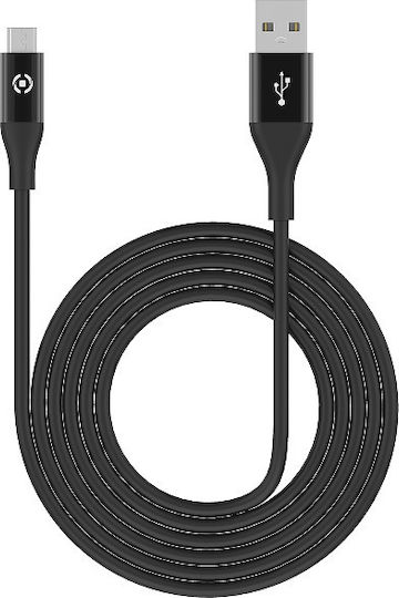 Celly Regular USB 2.0 to micro USB Cable Μαύρο 1.5m (USBMICROCOLORBK)