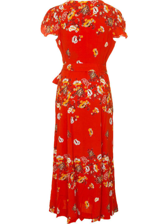 Sommer Maxi Kleid Wickel Rot