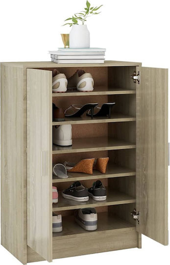 Ξύλινη Παπουτσοθήκη με 6 Ράφια Sonoma Δρυς Μ60xΠ35xΥ92cm