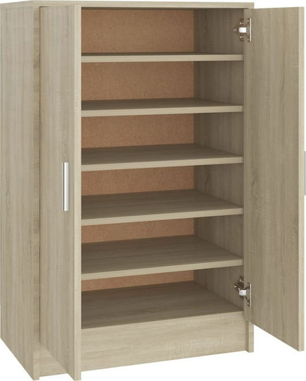 Ξύλινη Παπουτσοθήκη με 6 Ράφια Sonoma Δρυς Μ60xΠ35xΥ92cm