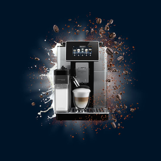 De'Longhi PrimaDonna Soul Automatic Espresso Coffee Machine 1450W Pressure 19bar for Cappuccino with Grinder and Wi-Fi Grey ECAM 610.75.MB