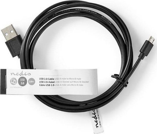 Nedis Regular USB 2.0 to micro USB Cable Μαύρο 2m CCGT60500BK20 1τμχ