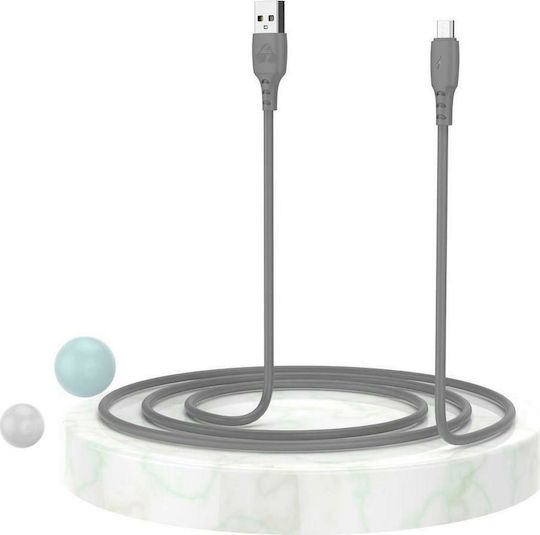 Powertech Regular USB 2.0 to micro USB Cable Γκρι 1m (PTR-0090)