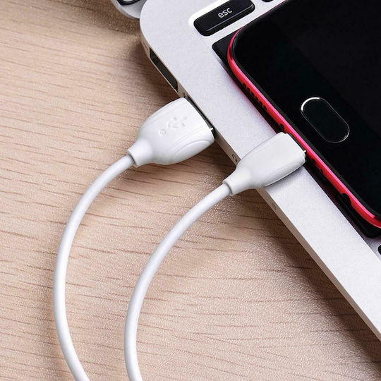 Borofone Regular USB 2.0 to micro USB Cable Λευκό 1m (Benefit)