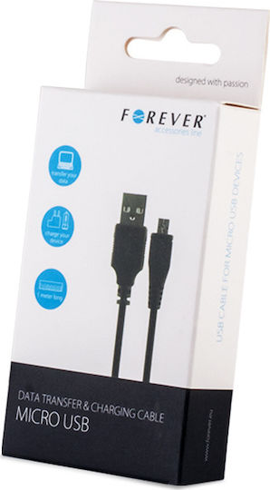Forever USB 2.0 to micro USB Cable Μαύρο 3m (T_0014273)