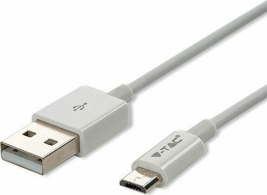 V-TAC Silver Braided USB 2.0 spre micro USB Cablu Argintiu 1m (8484) 1buc