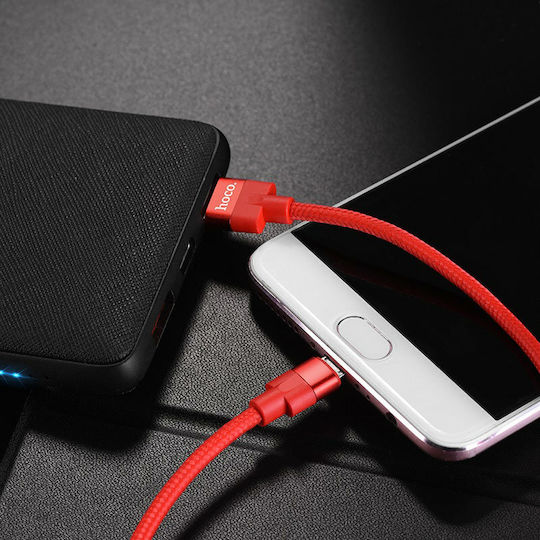 Hoco Braided USB 2.0 to micro USB Cable Κόκκινο 1.2m (HC-U55MRD)
