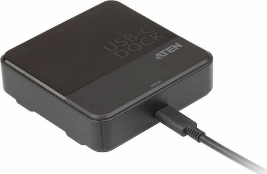 Aten USB-C Dockingstation für Laptops mit HDMI 4K und Bildschirmverbindungen 2 Monitore Schwarz (UH3233)