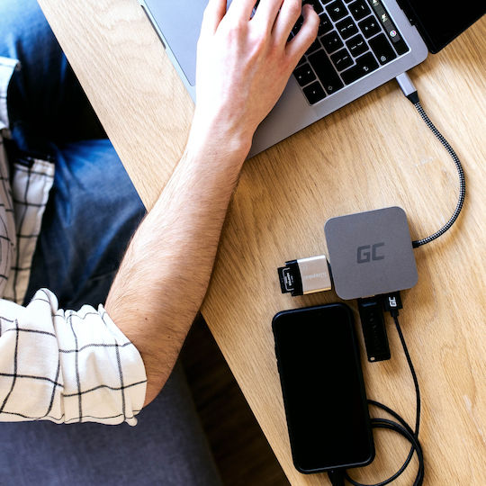Green Cell AK61 USB-C Docking Station mit HDMI 4K Ethernet Schwarz