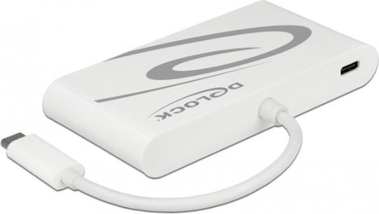 DeLock USB-C Docking Station με HDMI 4K PD Ethernet Λευκό (87731)