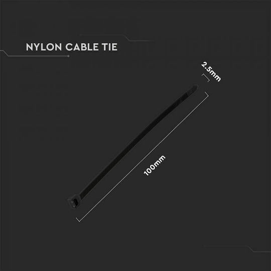 V-TAC Plastic Cable Ties 100mmx2.5mm In Black Colour 100 Pieces 11160
