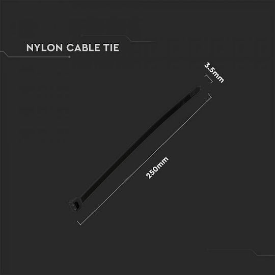 V-TAC Plastic Cable Ties 250mmx3.5mm In Black Colour 100 Pieces 11169