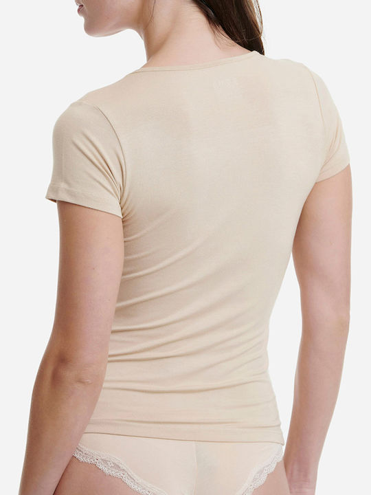 Walk W2203 Women's Short Sleeve T-Shirt Beige