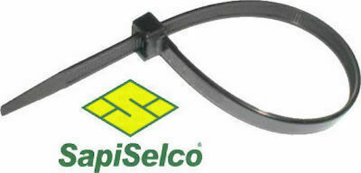 Sapiselco Δεματικά Καλωδίων Πλαστικά 200mmx2.5mm σε Μαύρο χρώμα (100τμχ) sel.3.205