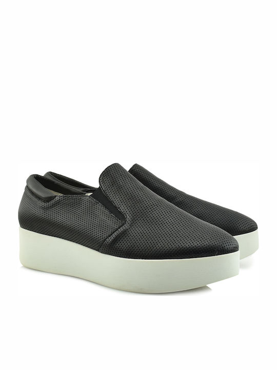 Paola Ferri Leder Damen Slip-Ons Schwarz