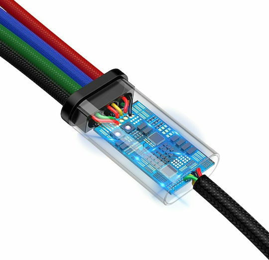 Baseus Rapid Series Cablu Braided USB La Lightning / Type-C / 2x micro USB 3.5A Multicolor 1.2m (CA1T4-C01)