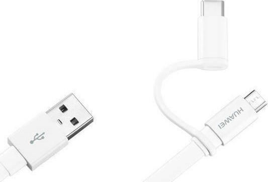 Huawei Flat USB to Type-C/micro USB Cable Λευκό 1.5m (04071417)