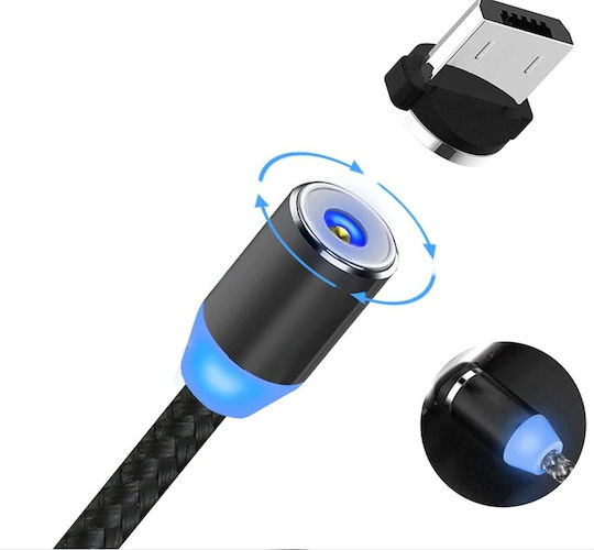 Wozinsky Wozinsky LED / Magnetic Cablu USB la Lightning / Type-C / micro USB cu mai multe porturi 2.4A Negru 1m (WMC-01)