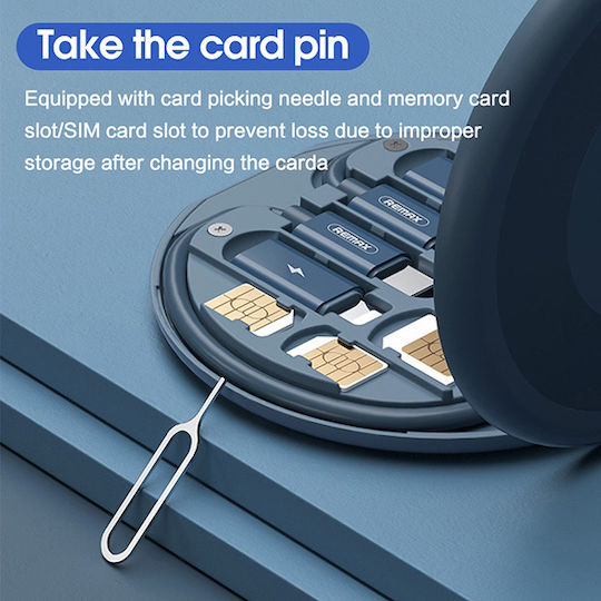 Remax RC-190 Regular USB to Lightning / Type-C / micro USB Cable 3A Μπλε 0.29m