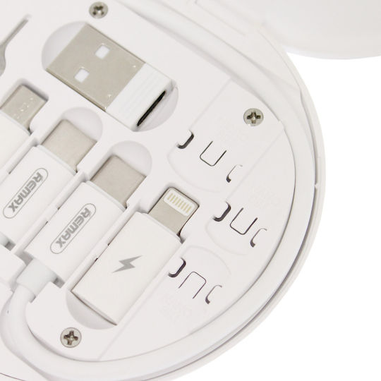 Remax RC-190 Regular USB to Lightning / Type-C / micro USB Cable 3A Λευκό 0.29m
