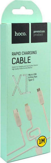 Hoco X1 Regular USB to Lightning / Type-C / micro USB 1m 2.4A Cable White