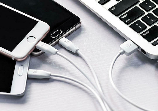 Hoco X1 Regular USB to Lightning / Type-C / micro USB 1m 2.4A Cable White