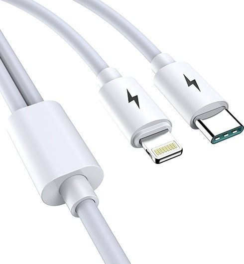 Awei CL-79 Regular USB to Lightning / Type-C Cable 5A Λευκό 1.2m