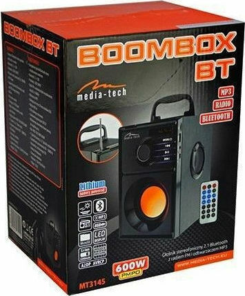 Media-Tech Boombox BT Bluetooth Speaker 15W with Radio and Battery Life up to 6 hours Black